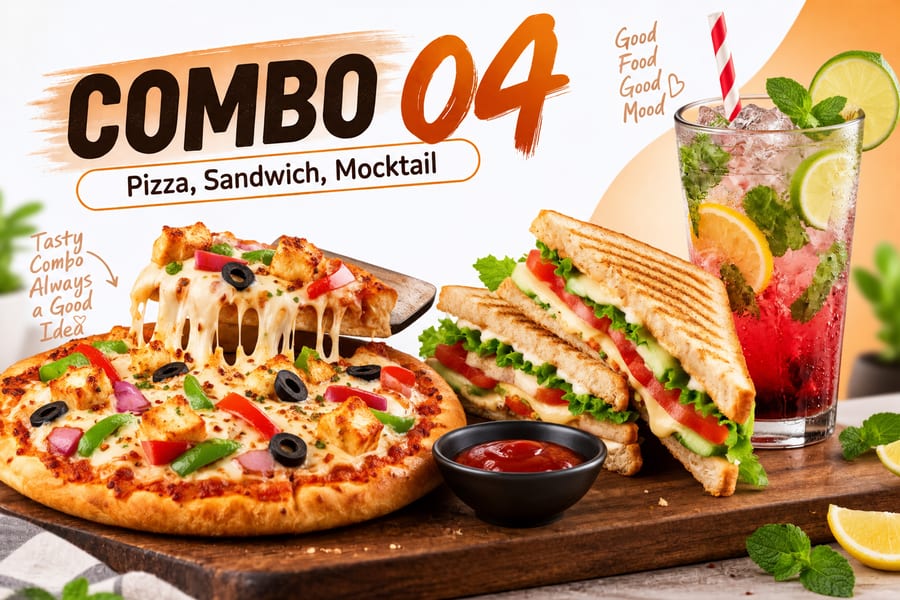 COMBO 04 (Pizza, Sandwich, Mocktail)