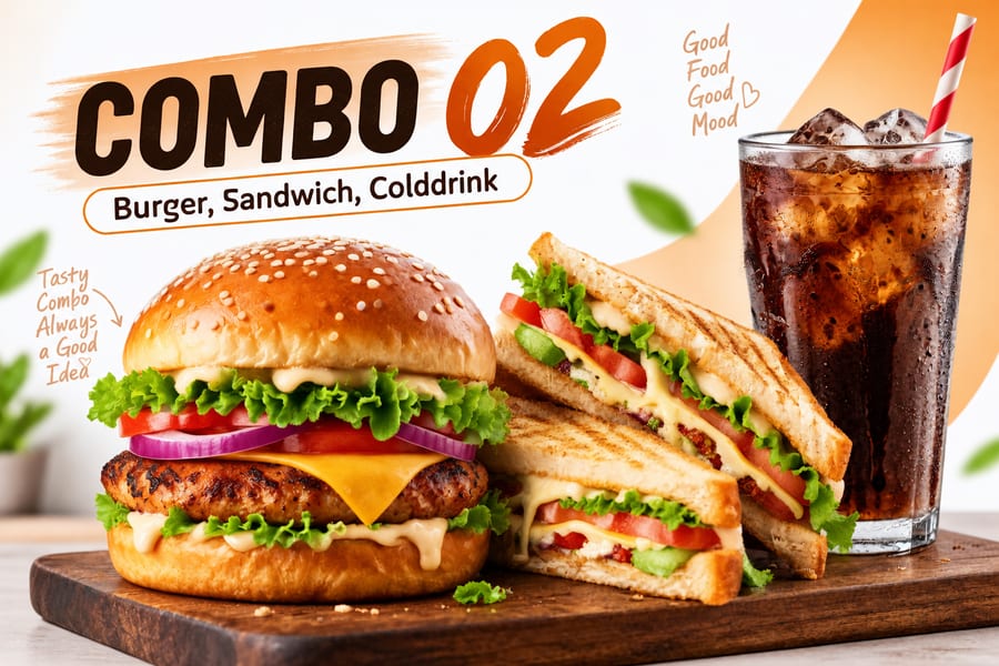 COMBO 02 (Burger, Sandwich, Colddrink)