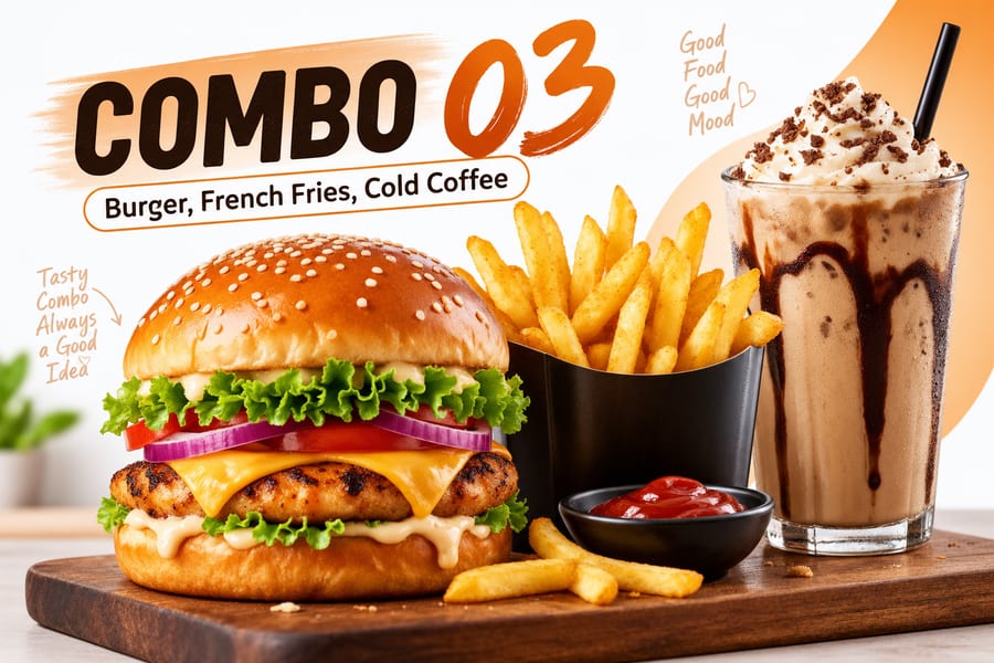 COMBO 03 (Burger, French Fries, Cold Coffee)