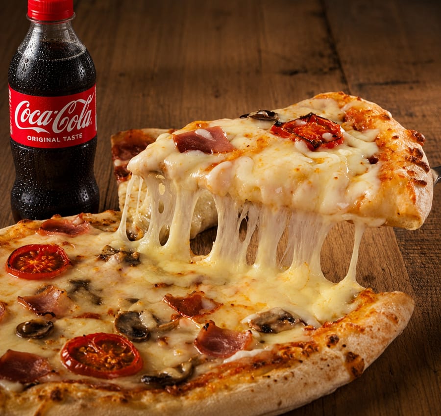 Extra cheese pizza & coke free
