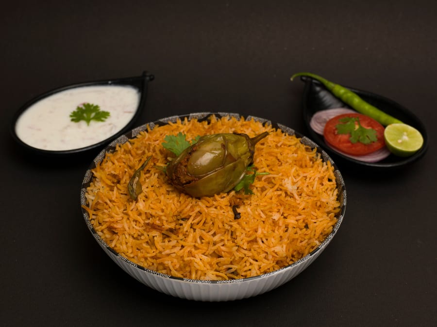 Veg. Hyderabadi Biryani with Raita