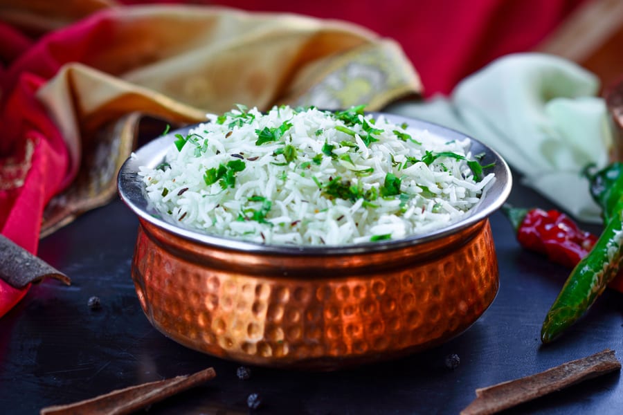 जीरा राईस (प्याज हरी मिर्ची)